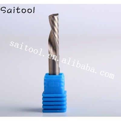 Saitool CNC lathe cutting tools with 1 flute down cut sprial end mills for acrylic cutting and PC